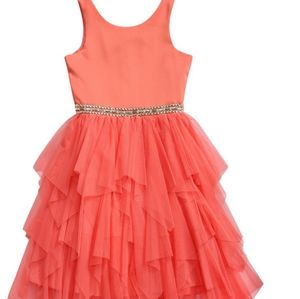 EMILY WEST LITTLE & BIG GIRL SLEEVELESS CORAL PARTY DRESS 👗🤩SIZE 10